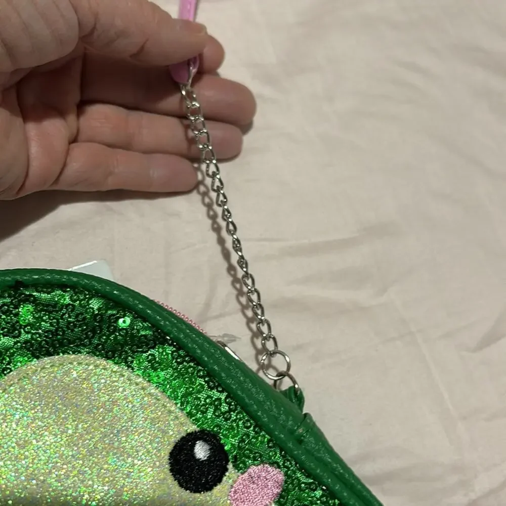 Icecream & Shine avocado zip purse with chain strap nwt and perfect